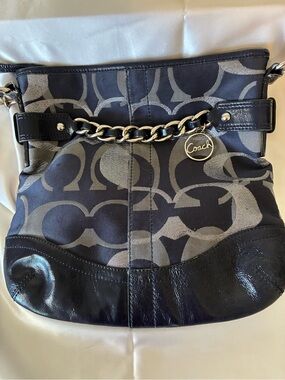 Coach Blue and Silver Coach Shoulder Bag